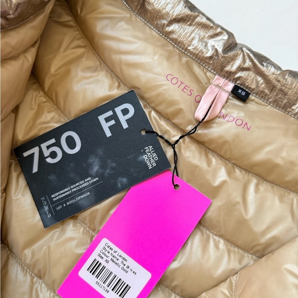 Cotes of London The St. Ives Sz XS Metallic Gold Lightweight Down Vest - Picture 10 of 10